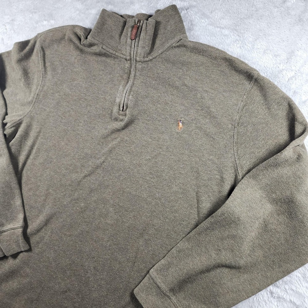 Polo Ralph Lauren Estate‎ Rib Jacket Mens XL Green 1/4 Zip Cotton Pullover